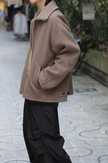 YOKE | MELTON STAND COLLAR ZIP BLOUSON(GREIGE) | メルトン YOKE | MELTON STAND COLLAR ZIP BLOUSON(GREIGE) | メルトン