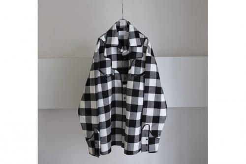 <img class='new_mark_img1' src='https://img.shop-pro.jp/img/new/icons2.gif' style='border:none;display:inline;margin:0px;padding:0px;width:auto;' />ALAYA / Cotton Flannel Open Collar Western Shirt(BLACK BLOCK CHECK)