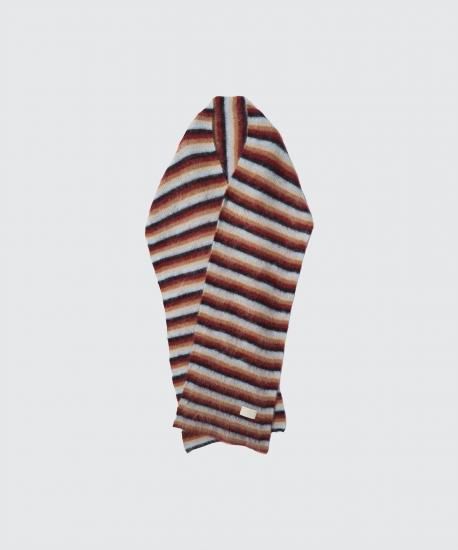 YOKE | MOHAIR BORDER LONG STOLE(BROWN×RED) | モヘアボーダーロング