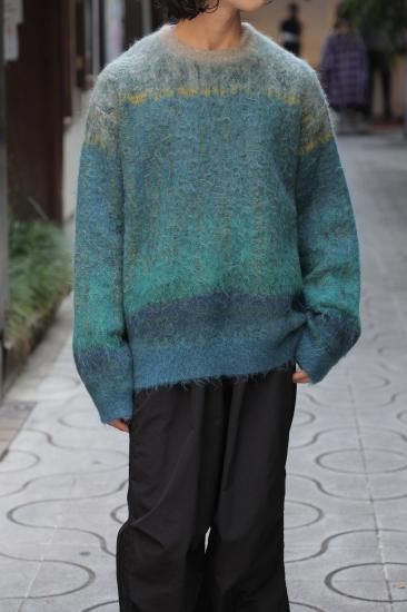 トップス YOKE TREE JAQUARD MOHAIR SWEATER YOKE/ヨーク/KID MOHAIR WOOL BRUSHED TREE JAQUARD SWEATER