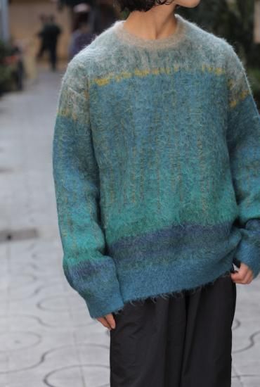 YOKE | TREE JAQUARD MOHAIR SWEATER(GREEN) | ツリージャガードモヘア