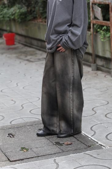 ANCELLM | アンセルム AGING WIDE 5P DENIM PANTS(BLACK ANCELLM | アンセルム AGING WIDE 5P DENIM PANTS(BLACK