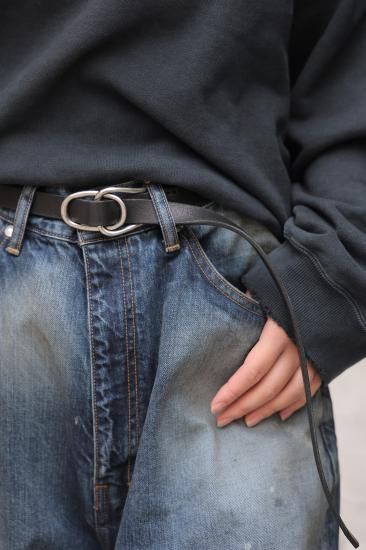 【アウトレット☆送料無料】 YOKE ダブルリングレザーベルト | BELT(BLACK) LEATHER RING W | 小物