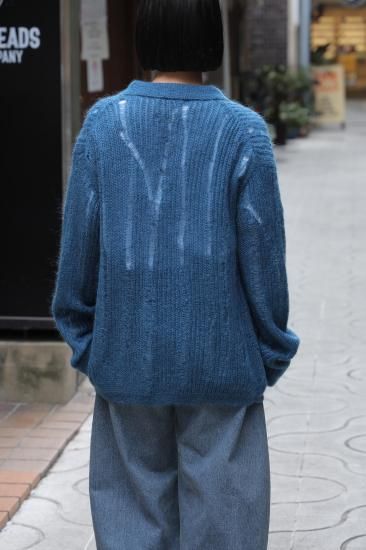 YOKE | SILK MOHAIR BUTTONED CARDIGAN(PEACOCK) | シルクモヘア YOKE | SILK MOHAIR BUTTONED CARDIGAN(PEACOCK) | シルクモヘア
