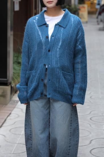YOKE | SILK MOHAIR BUTTONED CARDIGAN(PEACOCK) | シルクモヘア YOKE | SILK MOHAIR BUTTONED CARDIGAN(PEACOCK) | シルクモヘア