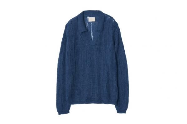 YOKE | SILK MOHAIR SKIPPER SWEATER(PEACOCK) | シルクモヘア