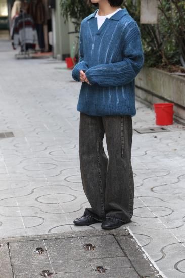 YOKE | SILK MOHAIR SKIPPER SWEATER(PEACOCK) | シルクモヘア