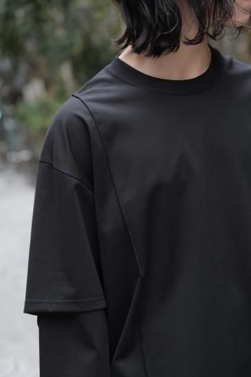 stein | シュタイン OVERSIZED LAYERED SLEEVE TEE(BLACK
