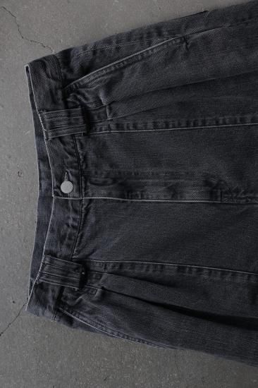 25SS YOKE ブリーチデニムワイドレッグバギーパンツ YOKE | BLEACHED DENIM WIDE-LEG BUGGY PANTS(BLACK) | ブルーチ