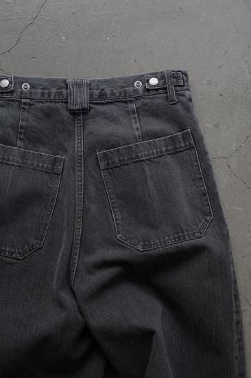 YOKE | BLEACHED DENIM WIDE-LEG BUGGY PANTS(BLACK) | ブルーチ