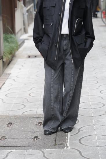 25SS YOKE ブリーチデニムワイドレッグバギーパンツ YOKE | BLEACHED DENIM WIDE-LEG BUGGY PANTS(BLACK) | ブルーチ