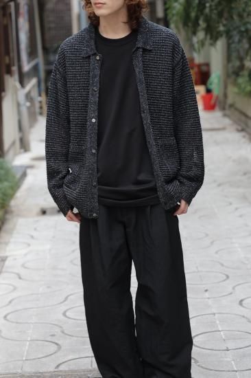 YOKE | MESH KNITTED SHIRT CARDIGAN(BLACK) | メッシュニット