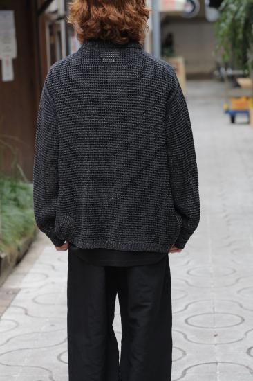 YOKE | MESH KNITTED SHIRT CARDIGAN(BLACK) | メッシュニット
