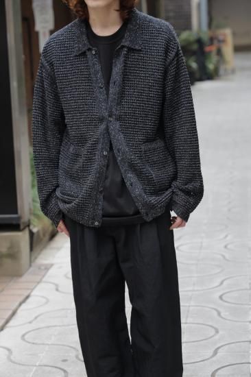 YOKE メッシュニットシャツカーディガン YOKE | MESH KNITTED SHIRT CARDIGAN(BLACK) | メッシュニット