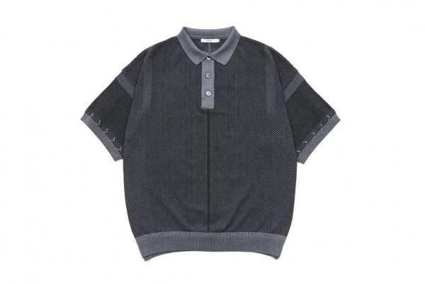 YASHIKI / Umiiro Knit Polo(BLUE) | ウミイロニットポロ(ブルー