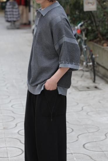 YASHIKI / Umiiro Knit Polo(BLUE) | ウミイロニットポロ(ブルー