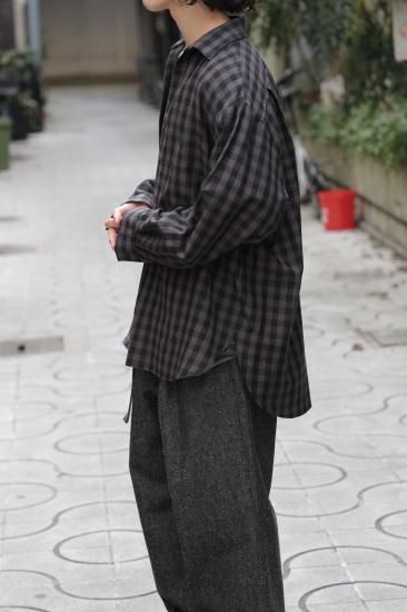 Blanc YM / Silk Plaid Skipper Shirts(BLACK)通販サイト - 京都