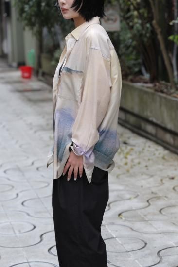 YOKE | LANDSCAPE PRINTED REGULAR COLLAR SHIRT(IVORY