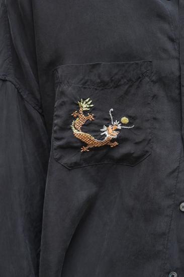 最終 ANCELLM AGING EMBROIDERY SHIRT(BLACK) ANCELLM - AGING EMBROIDERY SHIRT, BLACK | COELACANTH
