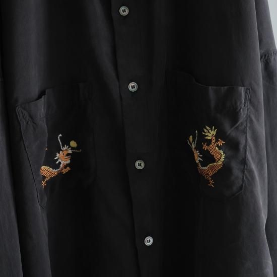 最終 ANCELLM AGING EMBROIDERY SHIRT(BLACK) ANCELLM - AGING EMBROIDERY SHIRT | BLACK | シャツ | NapsNote
