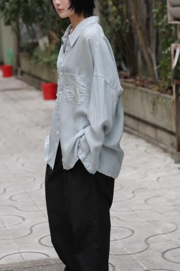 ANCELLM | アンセルム AGING EMBROIDERY SHIRT(SAX) / エイジングエン