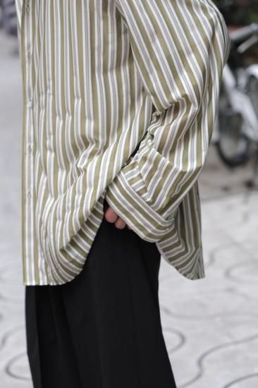KANEMASA | カネマサ 46G Atmosphere Stripe Shirt(GREEN GRAY