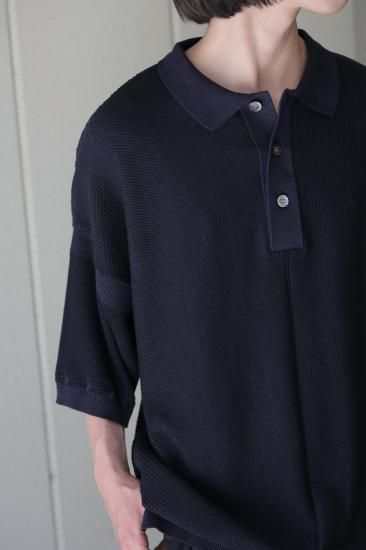 Yasuiki 25SS Umiiro ニットポロ BLUE サイズ1 Yasuiki 25SS Umiiro ニットポロ BLUE サイズ1 YASHIKI