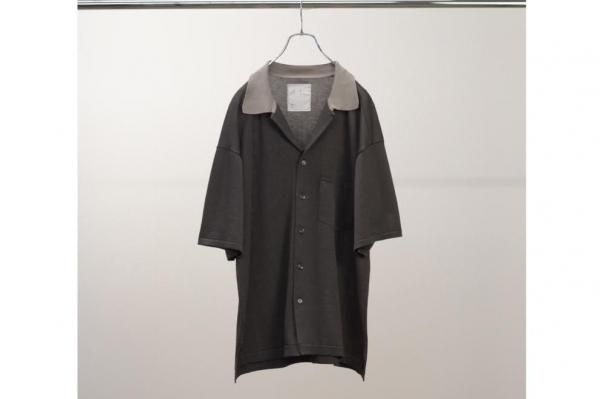 トップス 25ss ANCELLM OPEN COLLAR KNIT S/S SHIRT ANCELLM | アンセルム OPEN COLLAR KNIT S/S SHIRT(CHARCOAL