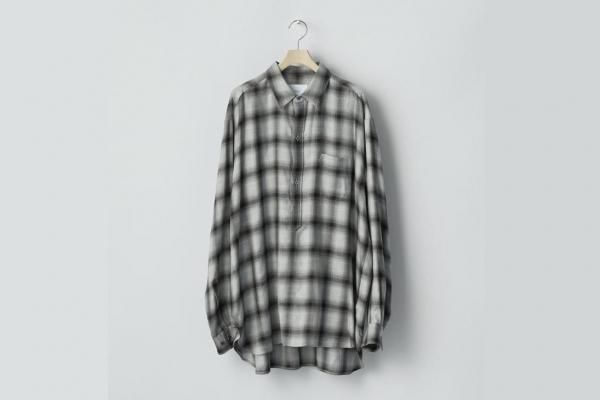 トップス ssstein CHECK OVERSIZED DOWN PAT SHIRT Check Oversized Down Pat Shirt in Taupe Grey