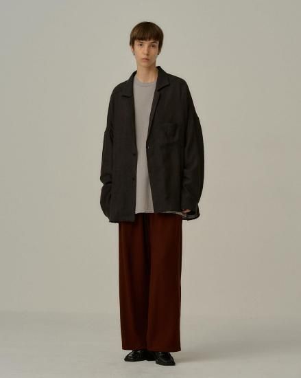 ANCELLM アンセルム WOOL KERSEY TAILORED SHIRT ANCELLM | アンセルム WOOL KERSEY TAILORED SHIRT (BLACK