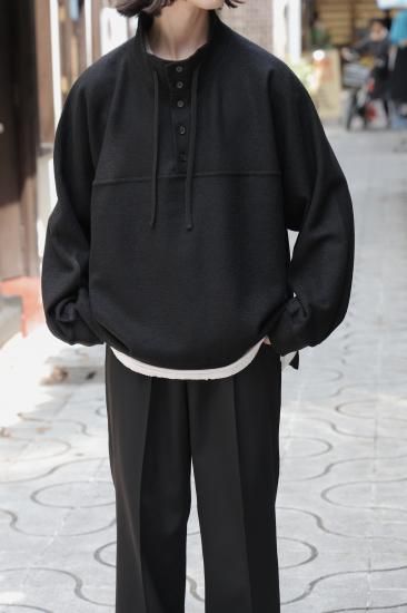 ANCELLM | アンセルム HENLEY PULL OVER SHIRT(BLACK) / ヘンリープル