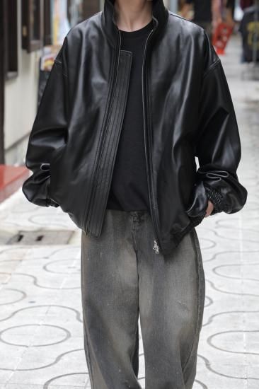 overcoat ビーガンレザー　スタンドカラージャケット スタンドカラーレザージャケット / Stand Collar Leather Jacket