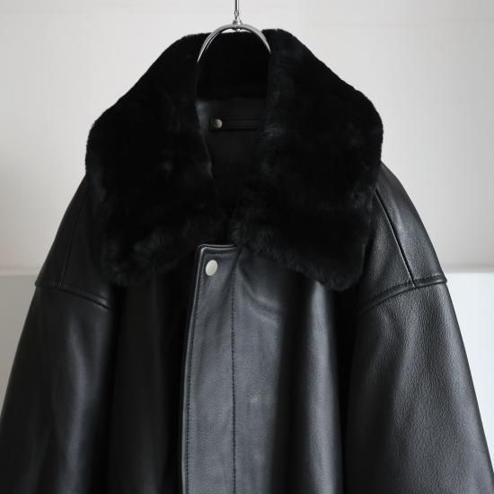 ssstein | シュタイン MOUTON COLLAR SHEEP LEATHER ZIP JACKET(BLACK