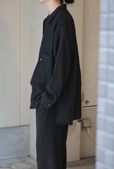 アンセルム　ウールシャツ23aw ANCELLM | アンセルム WOOL KERSEY SHIRT(BLACK) / ウールカルゼ
