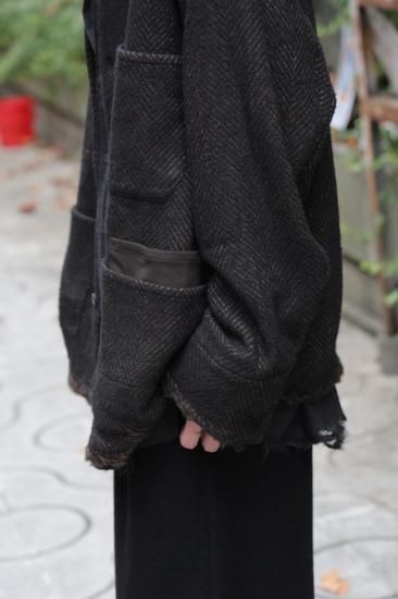 ANCELLM | アンセルム DAMAGE WOOL HERRINGBONE COVER ALL(BROWN×BLACK