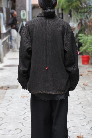 ANCELLM | アンセルム DAMAGE WOOL HERRINGBONE COVER ALL(BROWN×BLACK