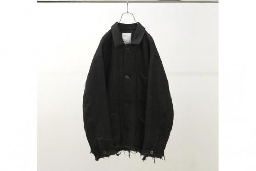 <img class='new_mark_img1' src='https://img.shop-pro.jp/img/new/icons2.gif' style='border:none;display:inline;margin:0px;padding:0px;width:auto;' />ANCELLM / DAMAGE WOOL HERRINGBONE COVER ALL(BROWNBLACK)