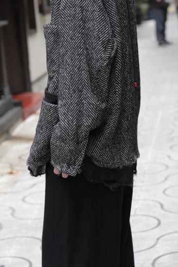 ANCELLM | アンセルム DAMAGE WOOL HERRINGBONE COVER ALL(WHITE×BLACK