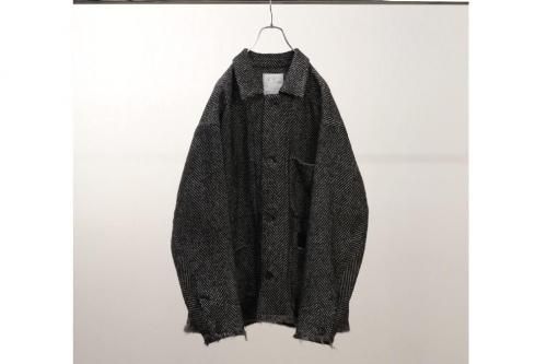 <img class='new_mark_img1' src='https://img.shop-pro.jp/img/new/icons2.gif' style='border:none;display:inline;margin:0px;padding:0px;width:auto;' />ANCELLM / DAMAGE WOOL HERRINGBONE COVER ALL(WHITEBLACK)