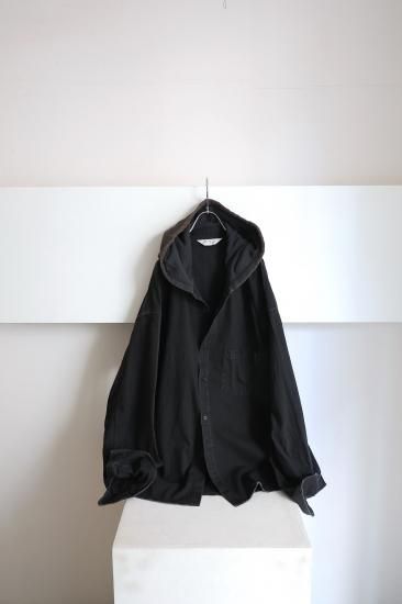 ANCELLM | アンセルム DENIM HOODIE SHIRT(BLACK) / デニムフーディー