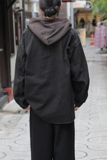 トップス ANCELLM DENIM HOODIE SHIRT(BLACK) Size.1 DENIM HOODIE SHIRT(BLACK) – ANCELLM