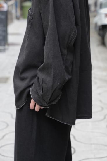 ANCELLM | アンセルム DENIM HOODIE SHIRT(BLACK) / デニムフーディー