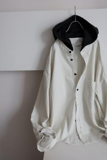 ANCELLM | アンセルム DENIM HOODIE SHIRT(WHITE) / デニムフーディー
