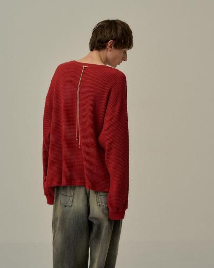 ANCELLM | アンセルム HEAVY WAFFLE OVER LS(RED) / ヘビー