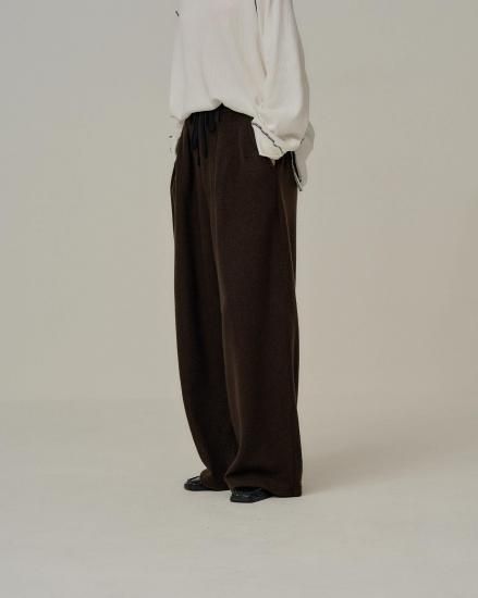 ANCELLM | アンセルム WOOL WIDE EASY TUCK SLACKS(D.BROWN) / ウール