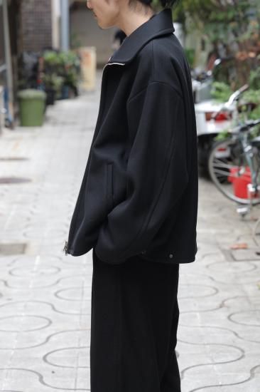 YOKE | Melton Stand Collar Zip Blouson(BLACK) | メルトン