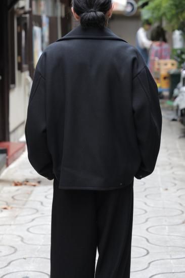 YOKE | Melton Stand Collar Zip Blouson(BLACK) | メルトン