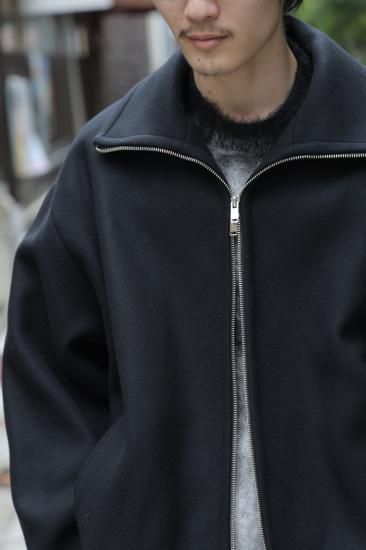 YOKE | Melton Stand Collar Zip Blouson(BLACK) | メルトン
