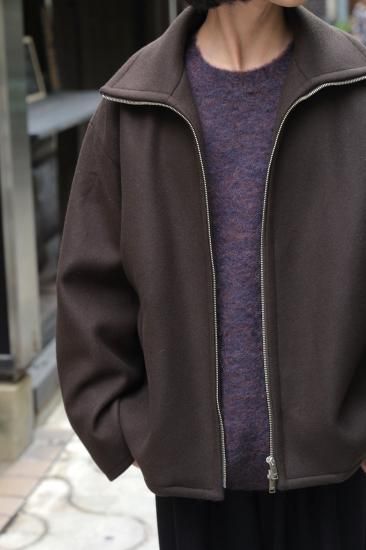 YOKE | Melton Stand Collar Zip Blouson(BROWN) | メルトンスタンド