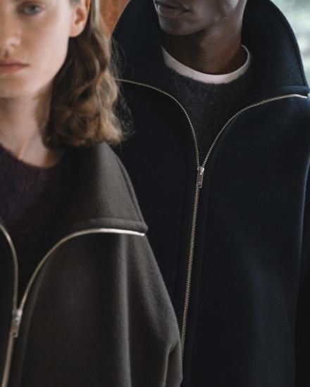 YOKE | Melton Stand Collar Zip Blouson(BROWN) | メルトンスタンド